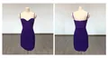 Miniabito a tubino drappeggiato viola con corpetto a corsetto e spalline sottili da donna - Viola