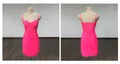 Elegante mini abito a corsetto arricciato rosa acceso con spalline sottili e bodycon - Rosa