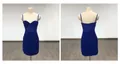Abito attillato a pieghe blu reale sexy con corpetto a corsetto e spalline sottili - Blu