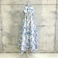 Elegante vestido largo de verano sin mangas con estampado floral y silueta ajustada - M / Top Y Pantalón / Azul