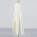 Robe trapèze blanche sans manches élégante avec appliques florales 3D artisanales - Abricot