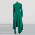 Robe longue élégante vert émeraude à manches longues avec ourlet plissé asymétrique. - S / Haut Et Bas / Vert