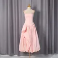 Detailed view of elegant pink French-style halter dress on mannequin - S / Top And Bottom / Pink
