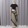 Abito romantico in stile francese con pizzo, orlo irregolare e dettaglio cut-out - Taglia S / Nero