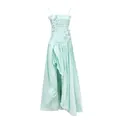 Mint green strapless evening dress with floral appliqués and slit detail - S / Top And Bottom / Green