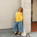 Stylish wide-leg denim culottes in a relaxed street-style fit - S / Bottoms / Sky Blue