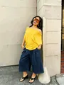Stylish streetwear dark blue wide-leg denim pants for women with a trendy relaxed fit - S / Bottoms / Dark Blue