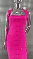 Luxury hot pink halter bandage dress embellished with pearls and rhinestone cross patterns - S / Top And Bottom / Bright Pink