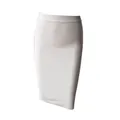 Elegant white knee-length bodycon bandage skirt with a high-waisted slimming design - XS / Bottoms / White