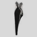 Elegante abito da sera in velluto nero con strass e spacco alto per occasioni speciali - Taglia S / Stile Bandage / Nero