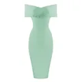 Elegant mint green off-the-shoulder bandage dress with a cross-over sweetheart neckline - XS / Top And Bottom / Light Green