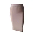 Close-up detail of an elegant mauve bodycon bandage midi skirt with high elasticity - Apricot