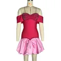 Vista dettagliata del corpetto con strass e della gonna a palloncino in raso rosa - Taglia S / Pantaloni e gonne / Rosso rosa