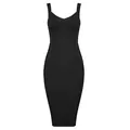 Elegante abito a fascia nero senza maniche con scollo a V e vestibilità slim - XS / Nero