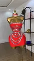 Elegant sleeveless red mini party dress featuring sparkling crystal embellishments and choker - S / Top And Bottom / Red (Short Style)