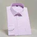 Elegant herenhemd met paarse strepen, lange mouwen, zakelijke casual stijl voor kantoor - 38 / 上装(AM024) / Met Zakken / Paars Gestreept