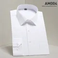 Klassiek wit herenoverhemd in effen weving met borstzak en lange mouwen voor werk - 38 / 上装(AM004) / Met Zakken / Wit Gladde Korrel