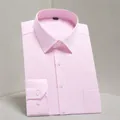 Premium roze herenhemd met lange mouwen, twill-textuur en een handige borstzak voor - 38 / 上装(AM009) / Met Zakken / Roze Twill
