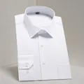 Wit overhemd met lange mouwen van keperstof voor heren met zak zakelijke stijl - 38 / 上装(AM011) / Met Zakken / Wit Twill