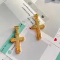 Luxury iced out gold plated cross pendant necklace with rhinestones for men hip hop style - Pendant Only (No Chain) / Gold