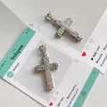 Hip-hop iced-out cross pendant with sparkling rhinestones in silver finish - Pendant Only (No Chain) / Silver