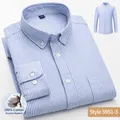 Chemise Oxford en pur coton à rayures bleues et blanches pour hommes avec manches longues - Rayure Fine Bleue (5951-3)