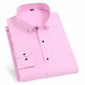 Chemise de ville classique rose à manches longues pour hommes avec boutons en strass - Rose