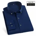 Men's navy blue slim fit long sleeve business shirt with rhinestone buttons - 38 / Tops / Navy Blue