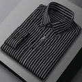 Camisa de negocios profesional para hombre a rayas blancas y negras sin necesidad de plancha - 38 / Tops / Rayas Blancas y Negras (232)