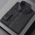 Professional black and white striped long-sleeved non-iron business shirt for men - 38 / Tops / Black and White Stripes (232)