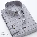 Men's slim fit long sleeve grey windowpane check shirt with brown buttons styling - 38 / Tops / Grey Plaid