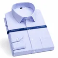Classic light blue striped men's long-sleeve dress shirt for business casual wear - 38 / Tops / Blue Stripes (207)