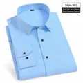 Light blue men's long-sleeved business dress shirt with decorative rhinestone buttons - 38 / Tops / Light Blue