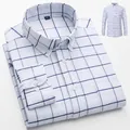 Chemise boutonnée en coton Oxford à carreaux bleus et blancs pour hommes, coupe ajustée - Blanc Bleu à Carreaux (5951-11)