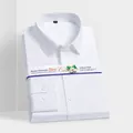 Professional men's slim fit white long-sleeve cotton business shirt with no pocket design - 38 / Top-Plain Weave (No Pocket) / White