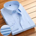 Camisa premium azul claro de manga larga para hombre con textura de sarga elegante - 38 / Tops / Sarga Gruesa Azul (711)