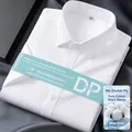 Premium men's white 80s double-ply 100% cotton non-iron short sleeve business shirt - 38 / Tops / White