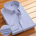 Camisa informal de manga larga para hombre con finas rayas azules y blancas estilo - 38 / Tops / Rayas Verticales Finas Azules (722)