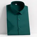 Mens non-iron breathable short sleeve business casual shirt in deep dark green color - 38/S / Tops / Dark Green