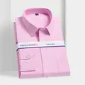 Elegante camisa de vestir rosa de manga larga para hombre en algodón puro premium - 38 / Top-Armazón Liso / Rosa