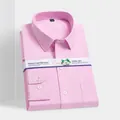 Elegant pink long-sleeved men's business dress shirt crafted from premium pure cotton - 38 / Top-Plain Weave / Pink