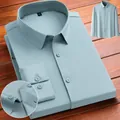 Premium light blue men's business casual long-sleeve shirt with seamless design - 38/S / Tops / Bean Green