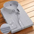 Camisa de manga larga informal de negocios para hombre en blanco con finas rayas negras - 38 / Tops / Rayas Verticales Finas Negras (721)