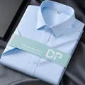 Chemise homme à manches courtes en 100% coton sans repassage, bleu clair premium - 38 / Hauts / Bleu