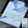 Premium men's light blue non-iron 100% cotton short sleeve business formal dress shirt - 38 / Tops / Blue