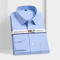 Camisa de negocios de manga larga de algodón sarga azul claro para hombre, corte recto - 38 / Parte superior (Sarga) / Azul