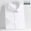 Professional men's business casual short-sleeved shirt in crisp and pure white color - S / Tops / White