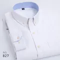 Camisa Oxford blanca informal para hombre con detalles de rayas azules en el cuello - 38 / Tops / Blanco