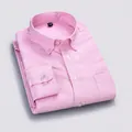 Premium men's pink Oxford long sleeve button-down shirt featuring a refined slim fit design - Pink