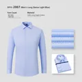 Men's light blue 100% cotton non-iron long-sleeved dress shirt, SKU DPYS-2007 details. - 38 / Tops / Light Blue (Men 2007)